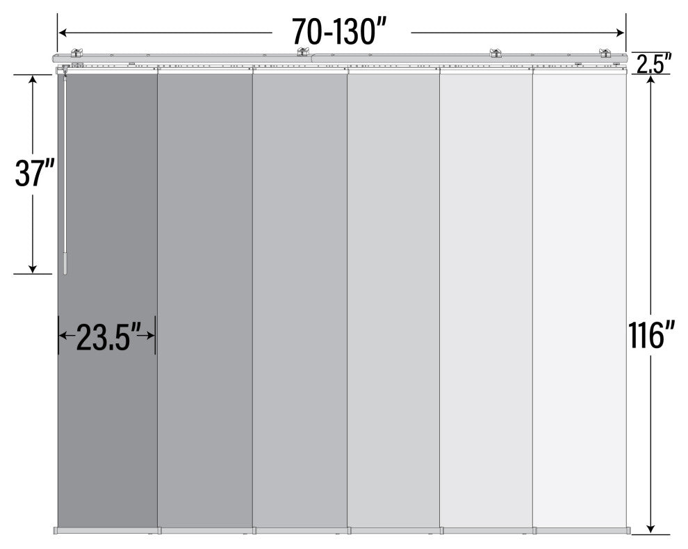 Arias 6-Panel Track Extendable Vertical Blinds 98-130"W