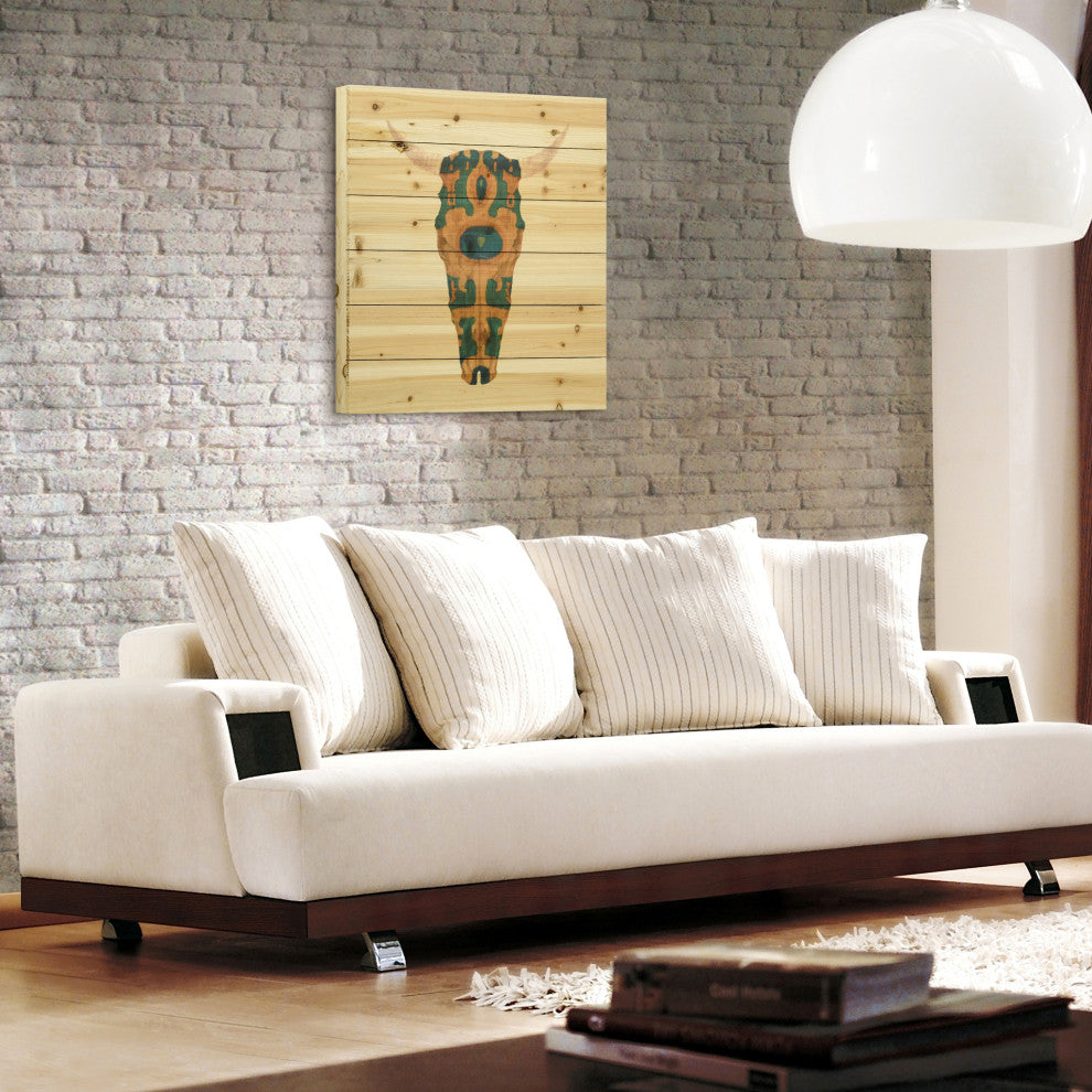 "Day of the Dead Skull Mount" Wood Wall Art Digital Print on Solid Wood Set of 2
