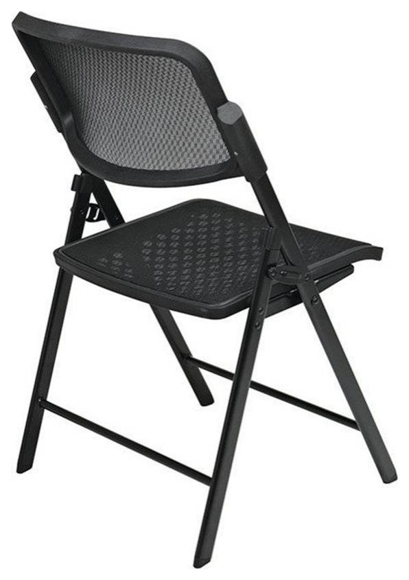 Deluxe Folding Chair With Black ProGrid Mesh Fabric Seat and Back