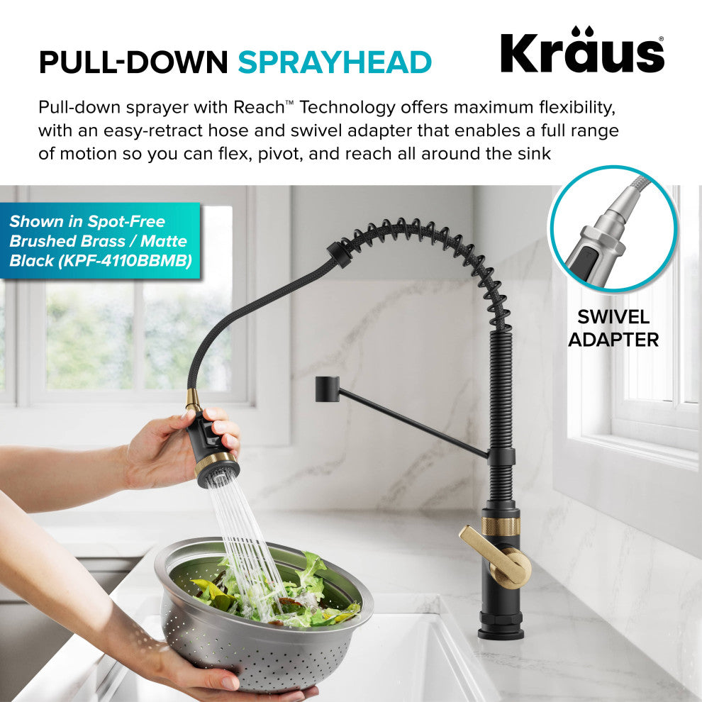 KRAUS Allyn Commercial Style 2-Function 1-Handle Pull Down Kitchen Faucet SFS