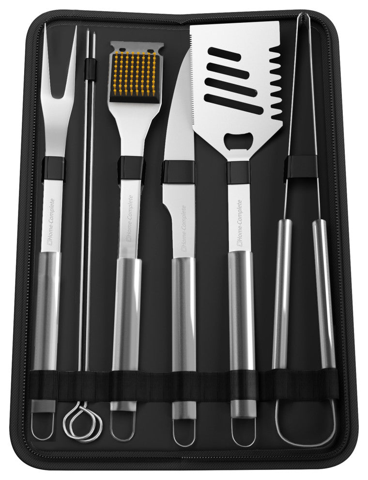 7-Piece BBQ Grill Tool Kit Stainless Steel BBQ Accessories Kitchen Set