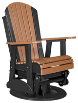 2' Poly Adirondack Swivel Glider Chair, Cedar & Black, 2 Foot