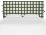 Bern King Slipcover Headboard With Ties, Buffalo Square Sage