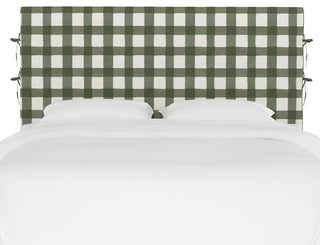 Bern King Slipcover Headboard With Ties, Buffalo Square Sage