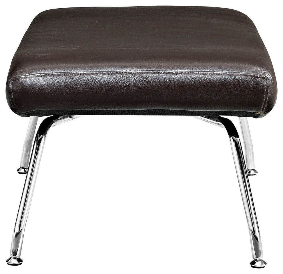 Modern Contemporary Living Room Leather Lounge Chair and Ottoman Dark Brown