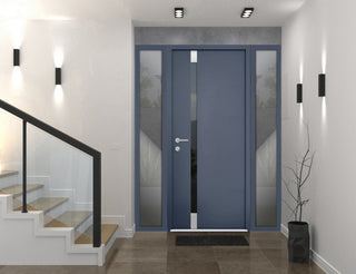 Exterior Prehungdoor Cynex 6777 Grey 2 Side Exterior Windows