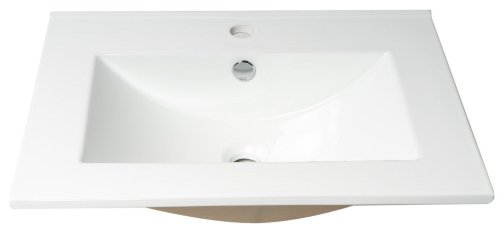 Alfi Brand Abc803 White 25" Rectangular Drop In Ceramic Sink With Faucet Hole