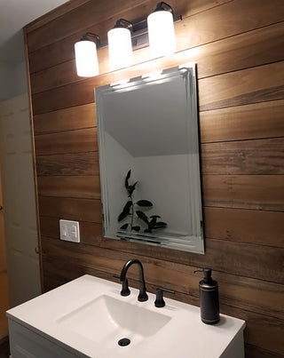 Frameless Tri-Bevel Wall Mirror, 22" X 28"