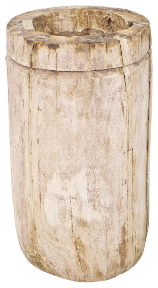 Consigned Sun Bleached Wood Butter Pot