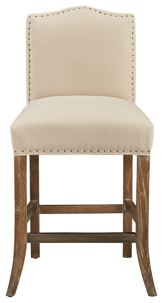 Brickell Oak Traditional Counter Stool with Nailhead Accents