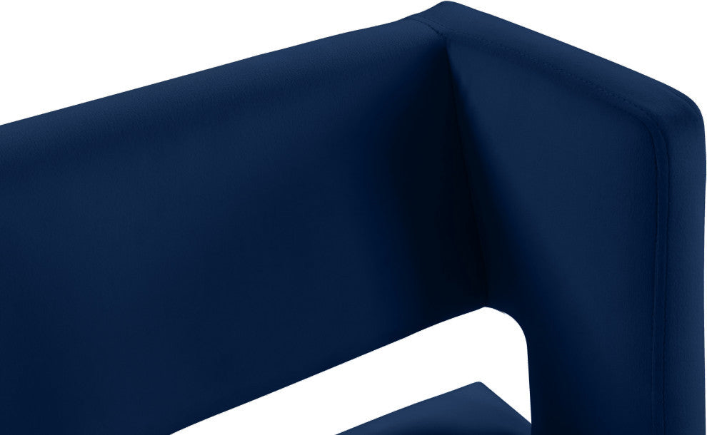 Caleb Upholstered Counter Stool, Set of 2, Navy, Velvet, Brushed Gold