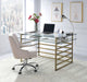 Shona Desk, Antique Gold and Clear Glass