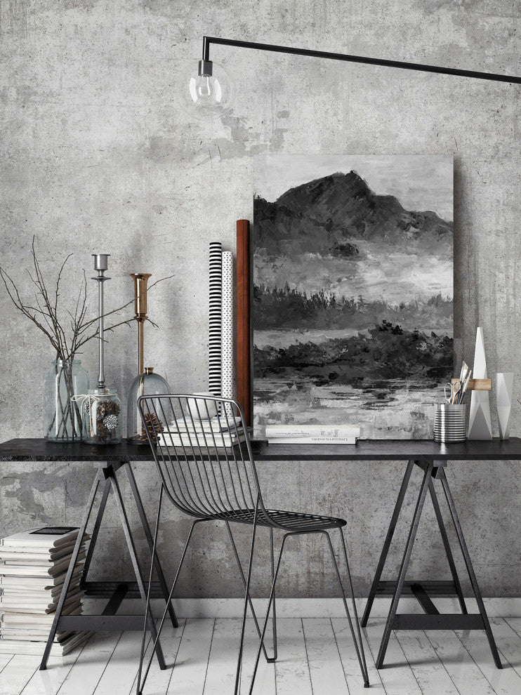"Dark and Mysterious Mountain" Painting Print on Wrapped Canvas, 40"x60"