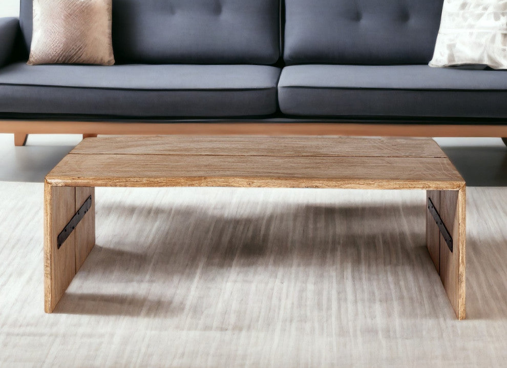 48" Brown Solid Wood Coffee Table