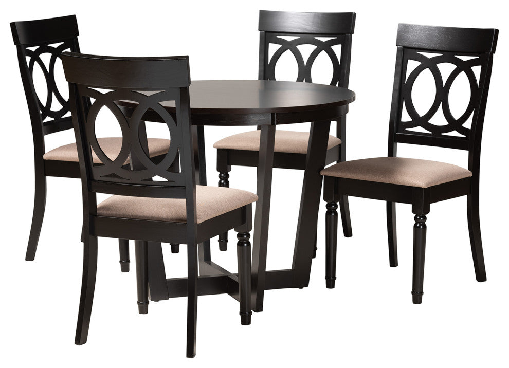 Jenny 5-Piece Dining Set, Beige/Dark Brown