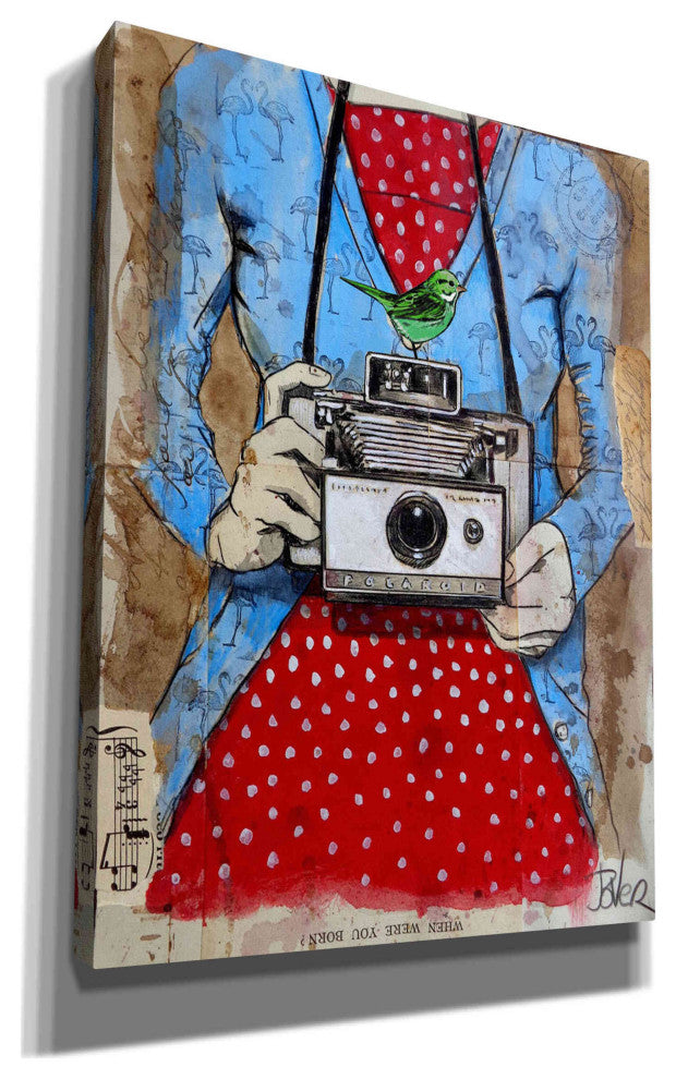 Epic Graffiti "Blue Flamingo" by Loui Jover, Giclee Canvas Wall Art, 40"x54"