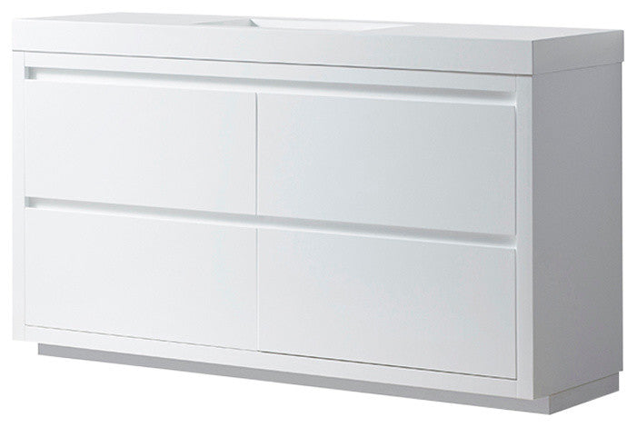 Vanity Art Single-Sink Bathroom Vanity With Resin Top, 60"