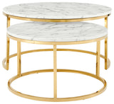 Ravenna Artificial Marble Nesting Coffee Table Gold White