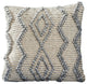 18 Inch Decorative Throw Pillow Cover, Blue Beaded Diamond Design, Beige