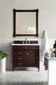 James Martin 650-V36-BNM-3ENC 36" Burnished Mahogany Single Vanity + Quartz Top