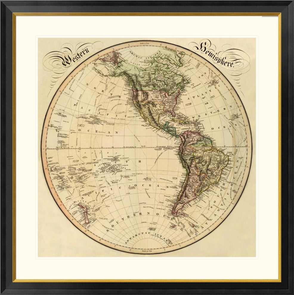 "Western Hemisphere, 1831" Framed Digital Print by Daniel Lizars, 40x40"