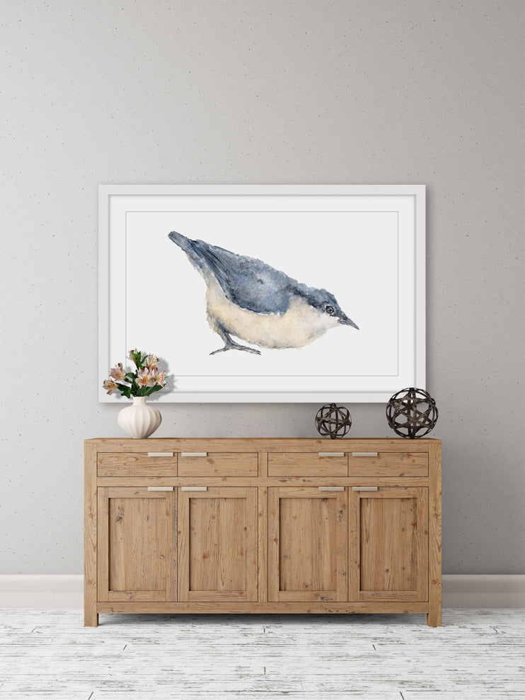 Marmont Hill, "Nuthatch Bird" by Thimble Sparrow Framed Painting Print, 45x30
