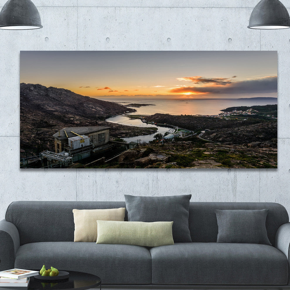 Ezaro Panorama Galicia Spain, Landscape Canvas Art Print, 60"x28"