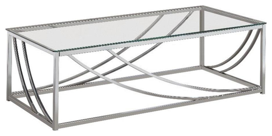 Coaster Contemporary Glass Top Rectangular Coffee Table in Chrome