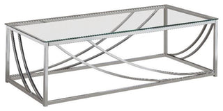Coaster Contemporary Glass Top Rectangular Coffee Table in Chrome