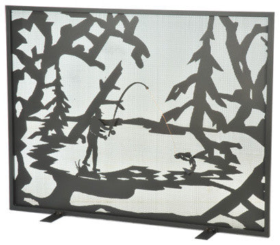 44 Wide X 33 High Fly Fishing Creek Fireplace Screen