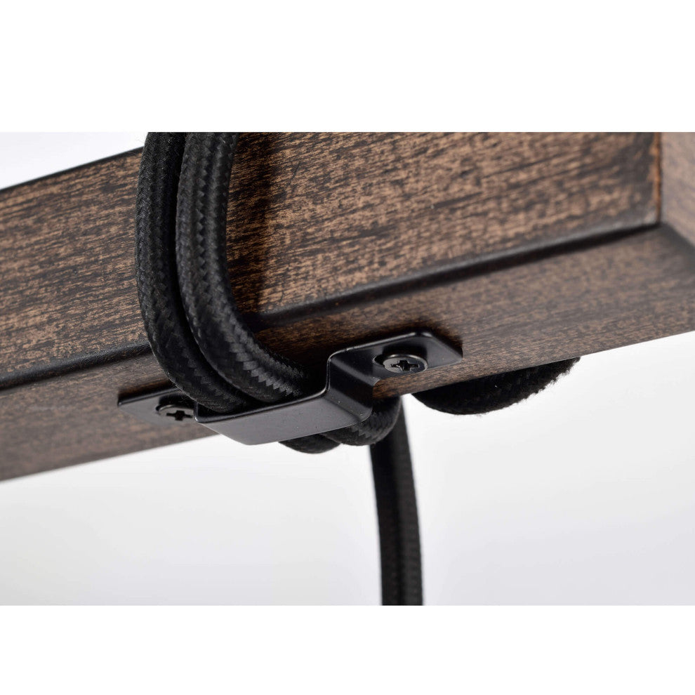 Hilary 4-light Antique Black and Faux Wood Grain Wall Sconce