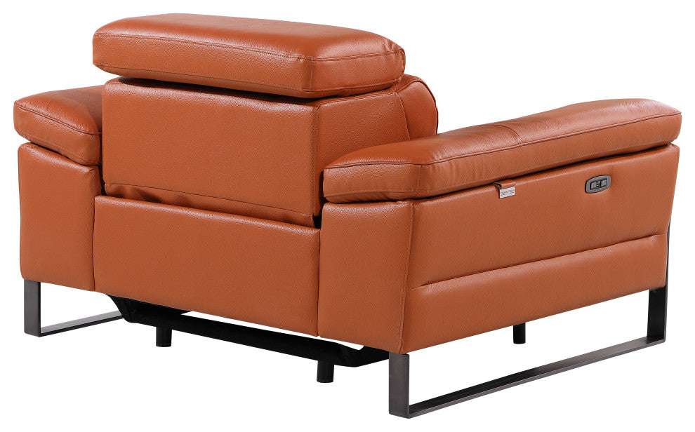 Antonio Italian Leather Power Reclining Arm Chair, Camel