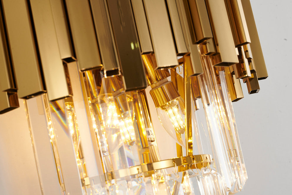 Clear Crystal Drops Wall Sconce, Gold