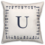 Nautical Monogram - U 18x18 Indoor / Outdoor Pillow