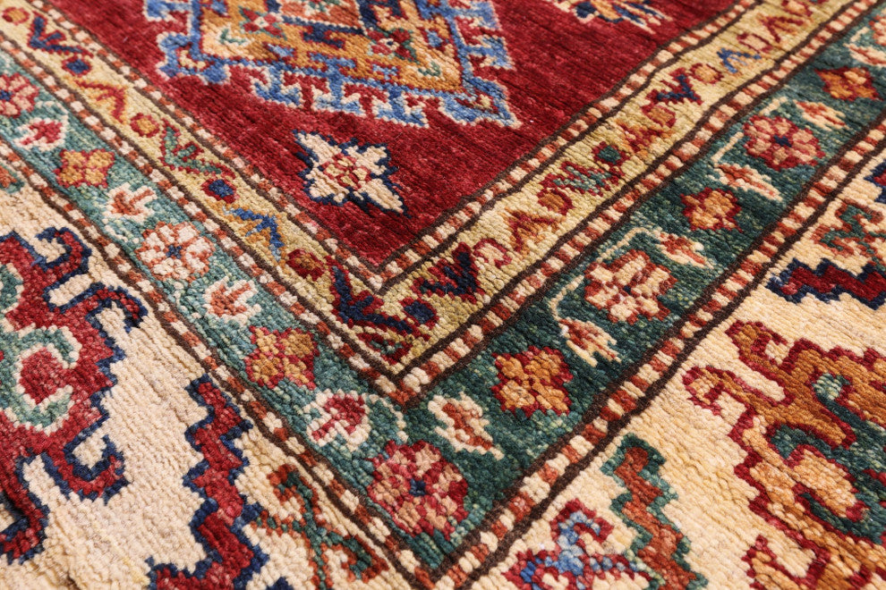6' 10" X 9' 9" Super Kazak Hand Knotted Wool Rug - Q12936