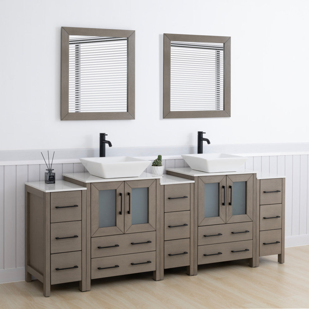 Vanity Art Bathroom Vanity Set With Sink, Driftwood Gray, 84", Standard Mirror