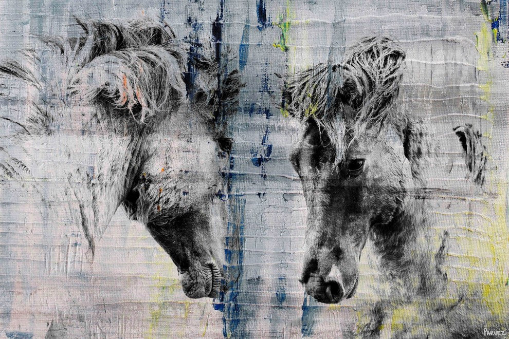 "Facing Horses" Painting Print on Wrapped Canvas, 30"x20"