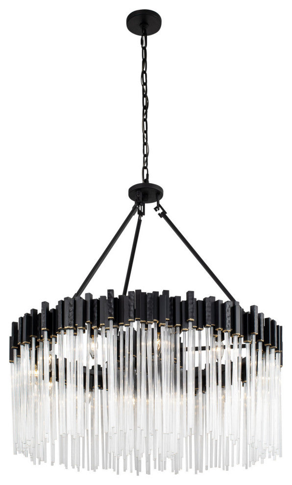 Matrix 12 Light Pendant, Matte Black/French Gold