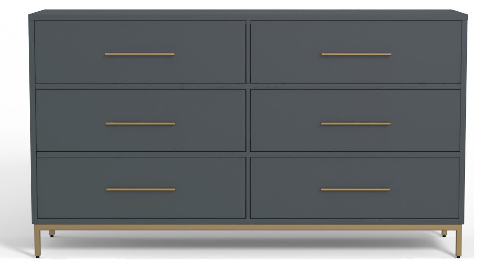 Madelyn Six Drawer Dresser, Slate Gray