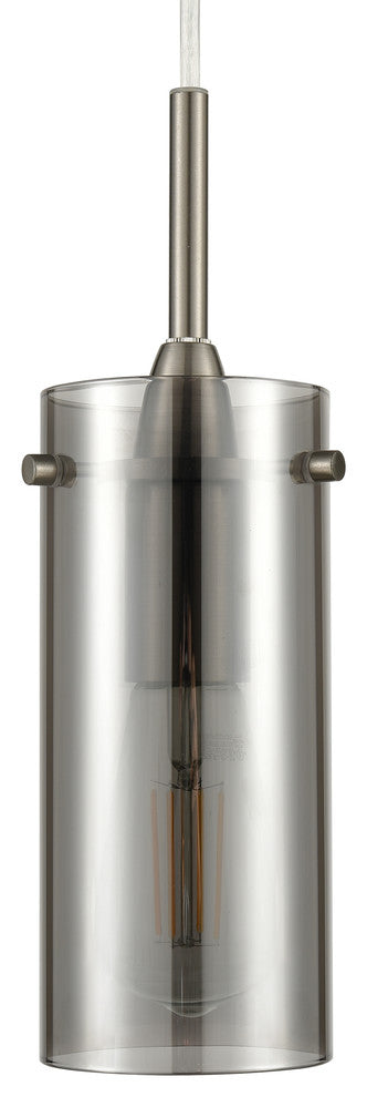 Effimero 5-Light Cluster Pendant With Polished Smoke Glass, Brushed Nickel