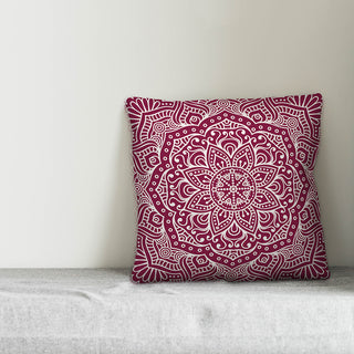 Maroon Boho Medallion 18x18 Throw Pillow