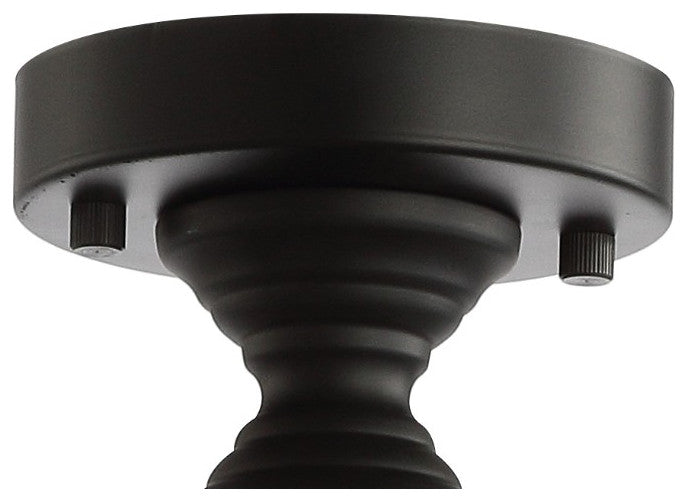 Elise 17" 3-Light Crystal and Metal Drum Semi-Flush Mount, Black