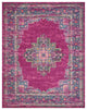 8 x 10 Fuchsia and Blue Distressed Area Rug