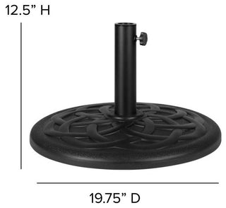 Lark 7 Pc Patio Set -4 Stacking Chairs, 30" x 48" Table & Umbrella with Base, Gr