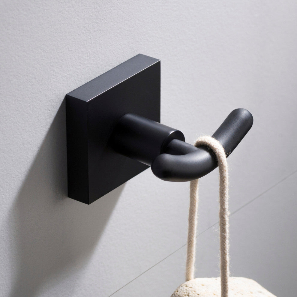 Ventus Bathroom Robe and Towel Double Hook, Black
