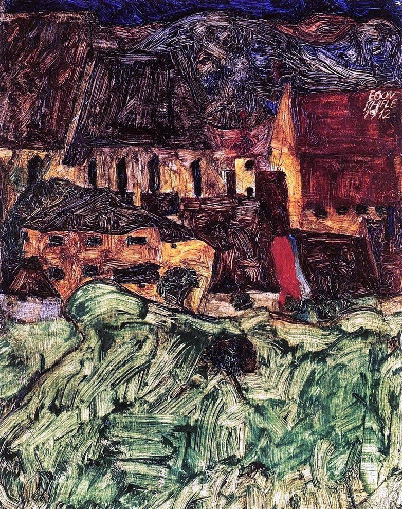 Egon Schiele Meadow, Church and Houses - 20" x 25" Premium Canvas Print