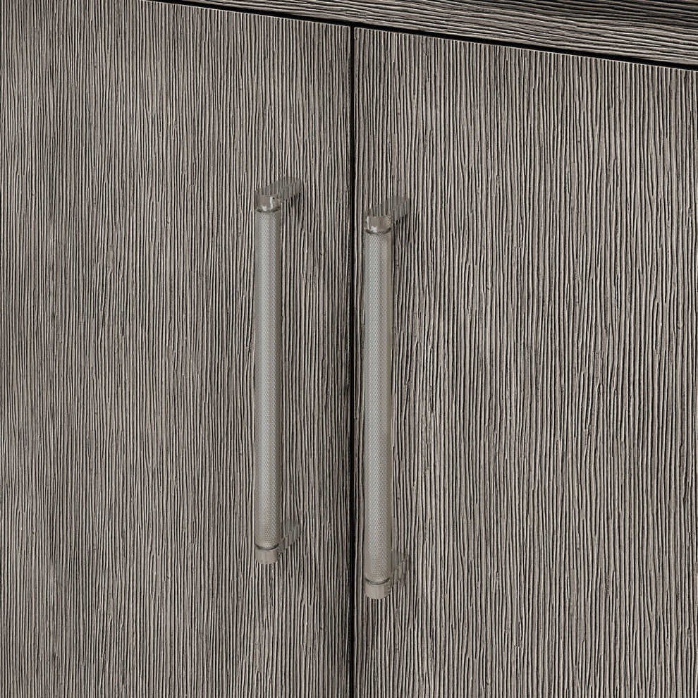 Hugo Carrara White Marble Countertop Vanity in Gray Oak with Chrome Hardware, 48", Vanity Only