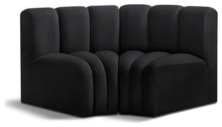 Arc Velvet Upholstered 2-Pc. Inward Curved Modular Sectional, Black
