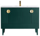Venezian Single Bathroom Vanity, Green, 48", Satin Brass Handles, One Sink