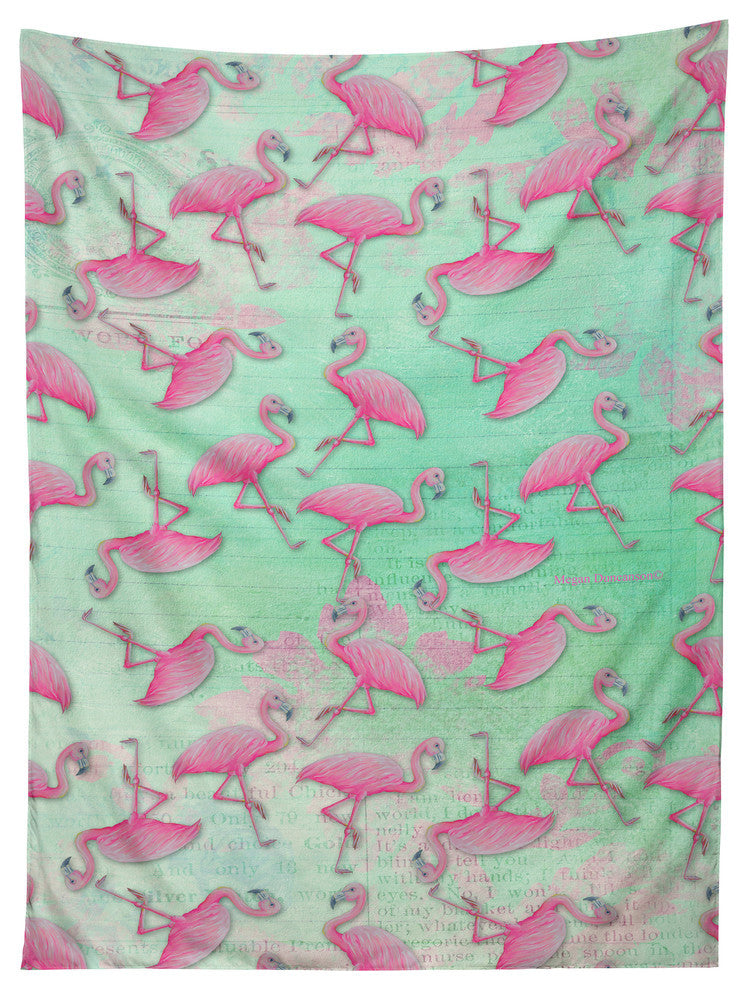 Deny Designs Madart Inc Pink And Aqua Flamingos Tapestry